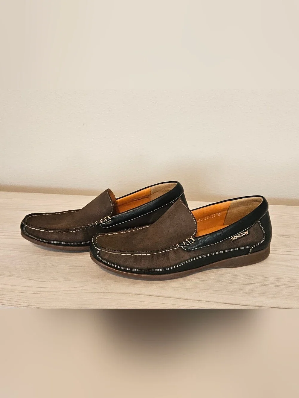 Mephisto Men's Badaurd Cool Air Dark Brown & Black Slip-On Leather Loafers Sz 12